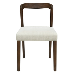 Solid Rubber Wood Dining Chairs (Walnut + Beige) Set of 2