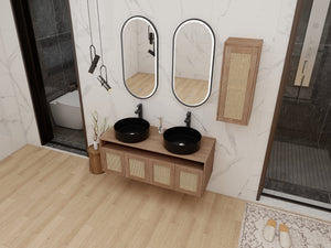 48" Bathroom Vanity with Ceramic Art Sink and Side Cabinet