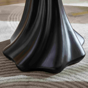 Sculptural Round Dining Table Petal Shape Root Texture For Dining Room - Black
