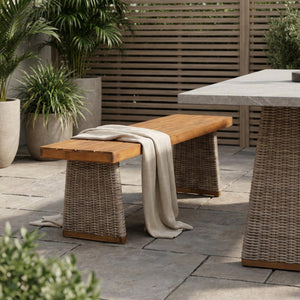 Outdoor 1pcs Acacia Wood Bench, Teak Finish