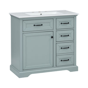 36" Bathroom Vanity with Ceramic Sink and Storage