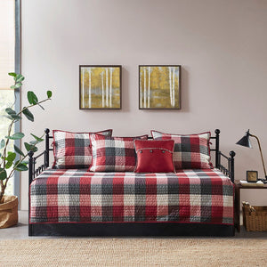6 Piece Reversible Plaid Daybed Cover Set