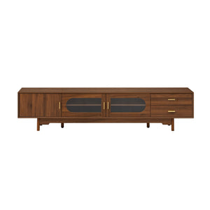 Modern TV Stand With Fluted Glass Doors & 2 Drawers