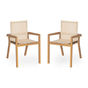Belfast Dining Chair with Acacia Wood Frame and Mesh Seating (Set of 2)