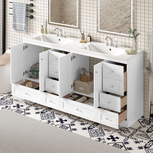 Shaker Free Standing Bathroom Vanity Cabinet & Sink, Soft Close Drawers, Soft Close Doors