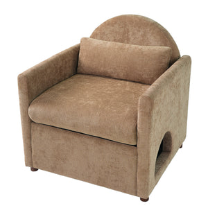 Coffee Pet Friendly Accent Chair with Hidden Pet Nook
