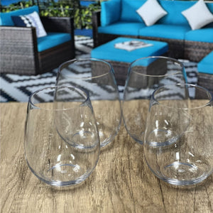 Halo - Oval Tritan Glasses Dof 18Oz, Bpa Free Plastic Water Tumblers (Set of 4) - Clear