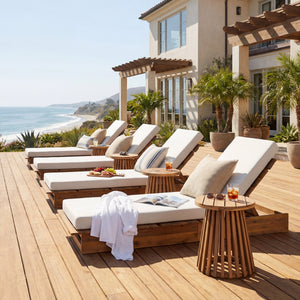 Acacia Wood Chaise Lounge with Movable Cushions
