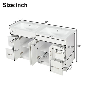 Bathroom Vanity With 2 Doors, 2 Drawers, Adjustable Shelf, Hidden Slides & Soft Close Hinges