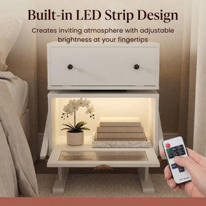 Robot LED Nightstand With 360° Rotating Drawer