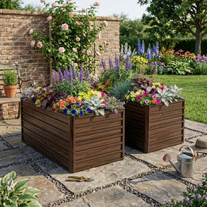 2-Pack 74.6"x35.4"x25" Raised Garden Bed Kit, Metal Elevated Planter Box