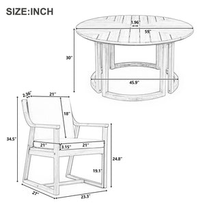 TREXM Patio Dining Table Set for 6 with Umbrella Hole