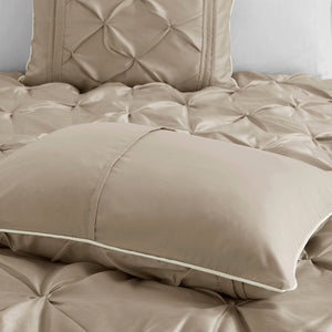 7 Piece Tufted Comforter Set Taupe Queen