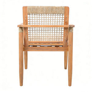 Outdoor Dining Chairs Set of 2 with Acacia Wood and Rope Design