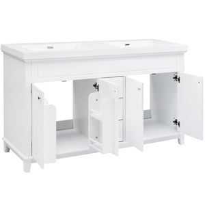 Bathroom Vanity With Double Sinks, 3 Drawers & 4 Doors - White