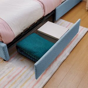 Twin Size Kids Upholstered Bed with Oversized Rabbit Ear Headboard