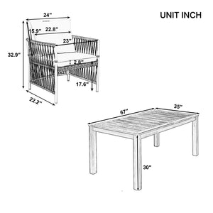 TOPMAX Patio 7pcs Wooden Dining Table Set