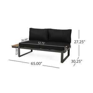 Sterling V-Shaped Outdoor Aluminum 5 Seater Sofa Set with Cushions