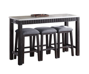 Necalli Marble Top Weathered 4 Piece Pack Counter Height Table Set - Espresso