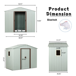 88.98" Outdoor Metal Storage Shed With Window