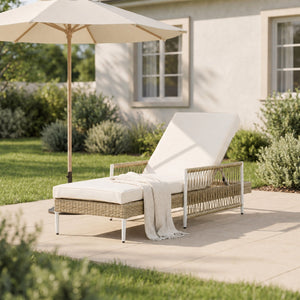TOPMAX Outdoor All-Weather PE Rattan Chaise Lounge