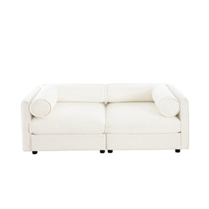 Stylish Sofa With Storage Seat And Cylindrical Backrest