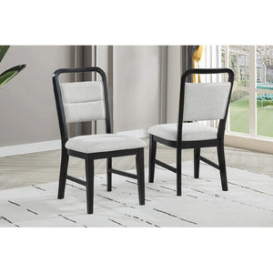 Dining Set With Round Table And 4 Upholstered Chairs - Black / Gray