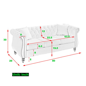 Chesterfield Sofa With Rolled Arms And Nailhead Trim