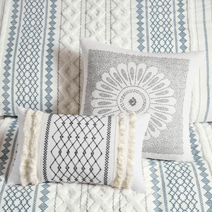 Full/Queen Cotton Printed Duvet Cover Set with Chenille