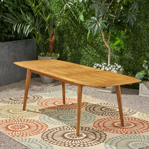 Placidity Outdoor Expandable Dining Table with Slatted Tabletop and Tapered Legs