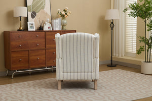 Modern Accent Chair with Retro Wood Legs and Floral Design