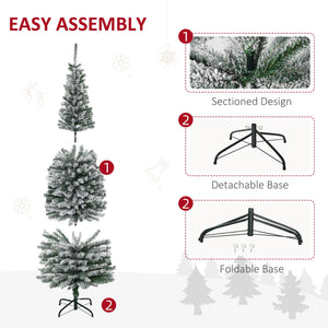 6' Slim Artificial Christmas Tree with Snow-Flocked Finish - White