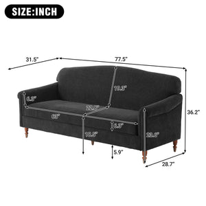 Loveseat Sofa, 2 Seater Couch With Rolled Arms