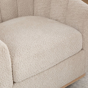 Swivel Upholstered Barrel Chair With Metal Base