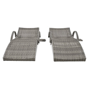 K&K 80" Outdoor Wicker Chaise Lounge Chairs Set of 2