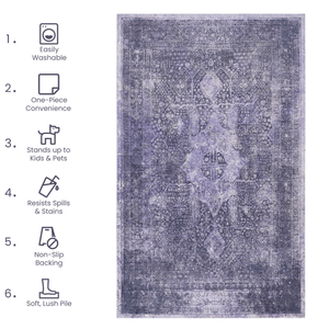 MAVAL Anthracite Washable Rug 2'6" x 10' Runner Rug