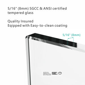 S-RM6076TB 56-60"W x 76"H Sliding Shower Door, 8mm Frameless Glass Shower Door with Matte