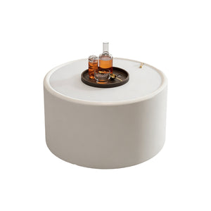 White Round Coffee Table with Tempered Glass Top