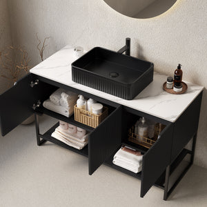Tulio 48" Bathroom Vanity & Sink with 3 Doors and Open Shelf