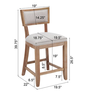 26.5" Upholstered Counter Stools Set of 2 with Comfy Back