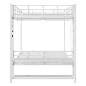 Bunk Bed With Storage Shelves, Clothes Hooks, LED Light