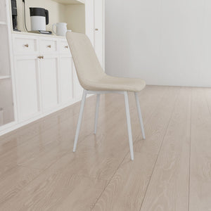 Modern Kitchen Dining Chairs (Set of 4) With Linen Padding And Sturdy Metal Legs - Beige