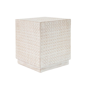 Chic Modern MGO Cube Side Table with Fluted Design - Antique Brown