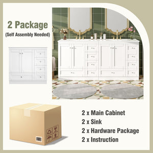 Shaker Free Standing Bathroom Vanity Cabinet & Sink, Soft Close Drawers, Soft Close Doors