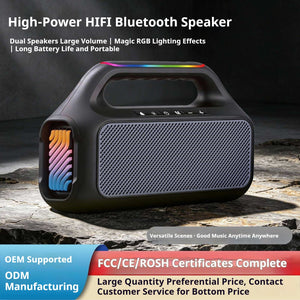 KP-865 Best-selling Wireless Bluetooth Speaker Portable Handle RGB Lighting High-quality Sound High Power In-stock Ideal For Outdoor Gatherings