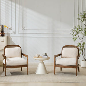 Elliston Rattan Backrest Solid Wood Accent Chair with Cushions - Set of 2