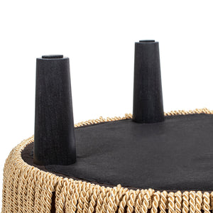 Yolanda 24" Round Upholstered Accent Ottoman - Deep Brown Velvet