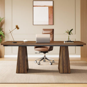 Executive Desk, Workstation With Double Trapezoid Base
