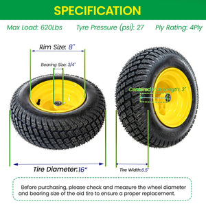 Set of 2 Lawn Mower Tires and Wheel Assembly