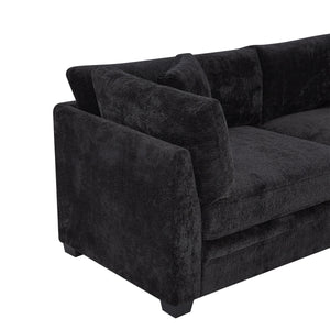 83.50" Modern Flared Arms Sofa (Black)
